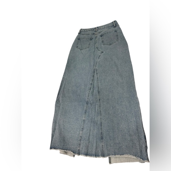 Dressed in Lala Maxi Light Blue Denim Slit Skirt Med Casual Fashion Slant NWT - Picture 10 of 14